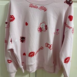 Sanrio Hello Kitty Pink Crewneck Sweatshirt with Red Prints